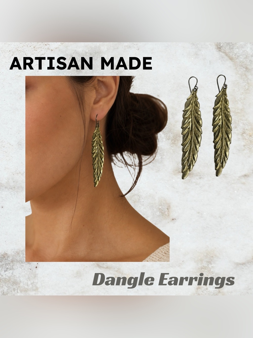 🇨🇦👍GUC ARTISAN MADE | 6 cm | Chic Golden Boho Feather Dangle hook Earrings